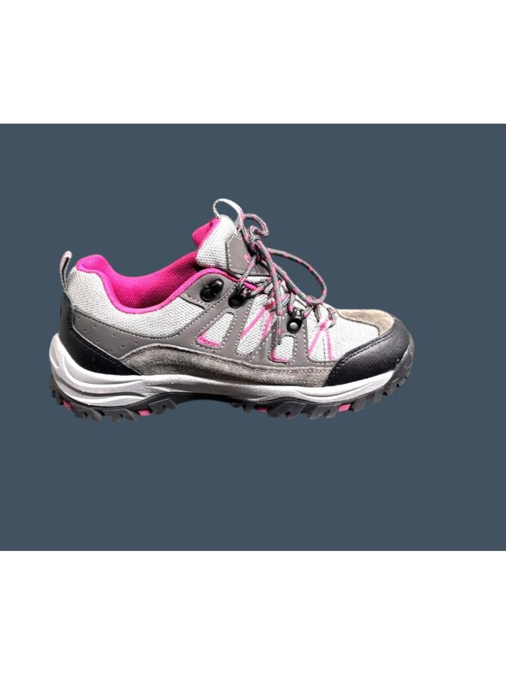 BEARPAW Women’s Trail Hiking Shoes Sz 8.5 Grey Pink Leather